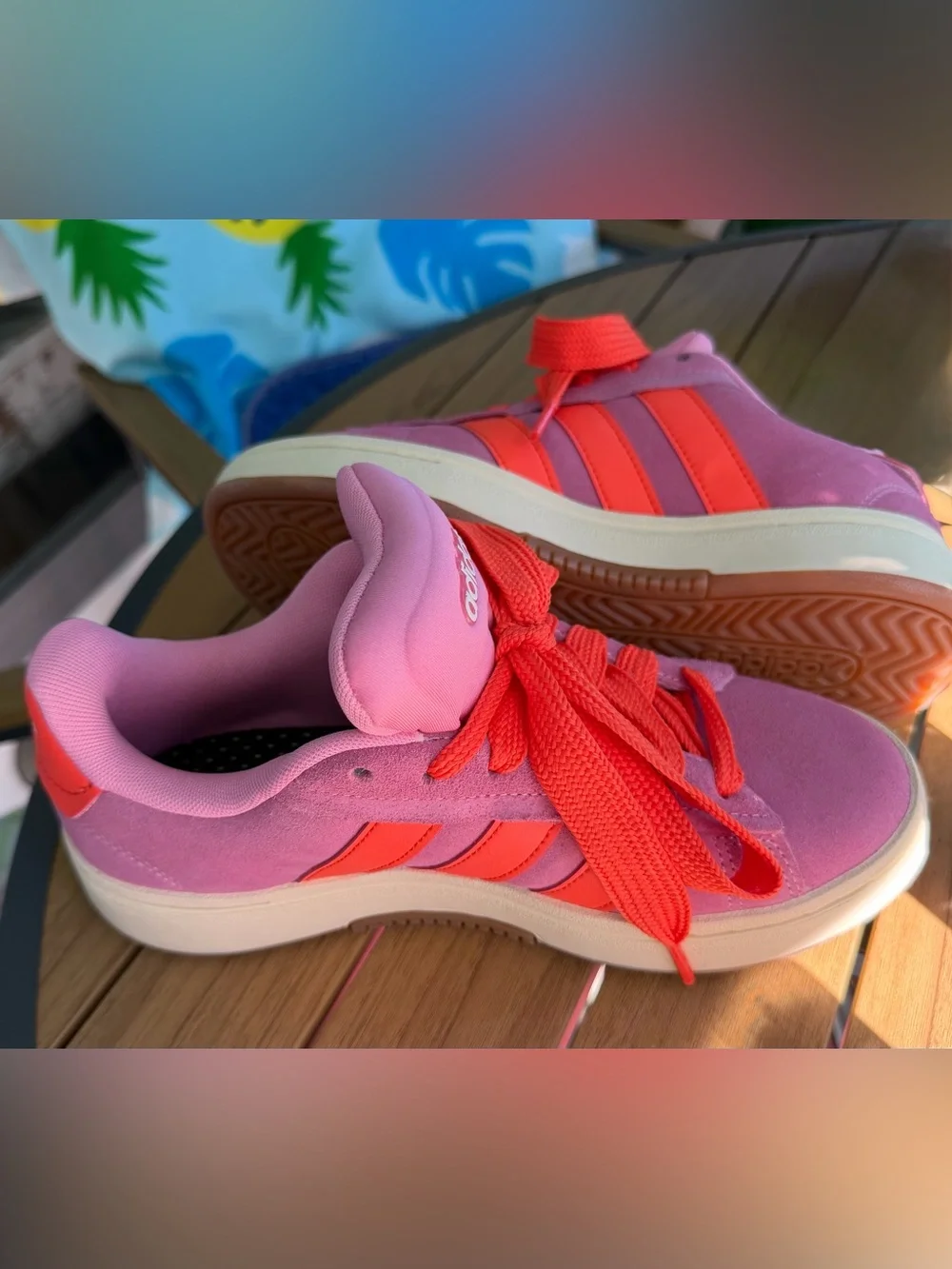 adidas Grand Court Alpha Pink Sneakers with Orange Stripes/ Laces